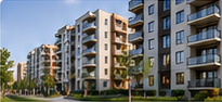 Açık ortak alana bakan apartman blokları