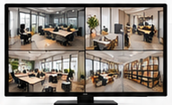 Dört kamera görüntüsü açık izleme monitörü
