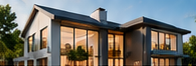 Modern müstakil villa ve giriş alanı